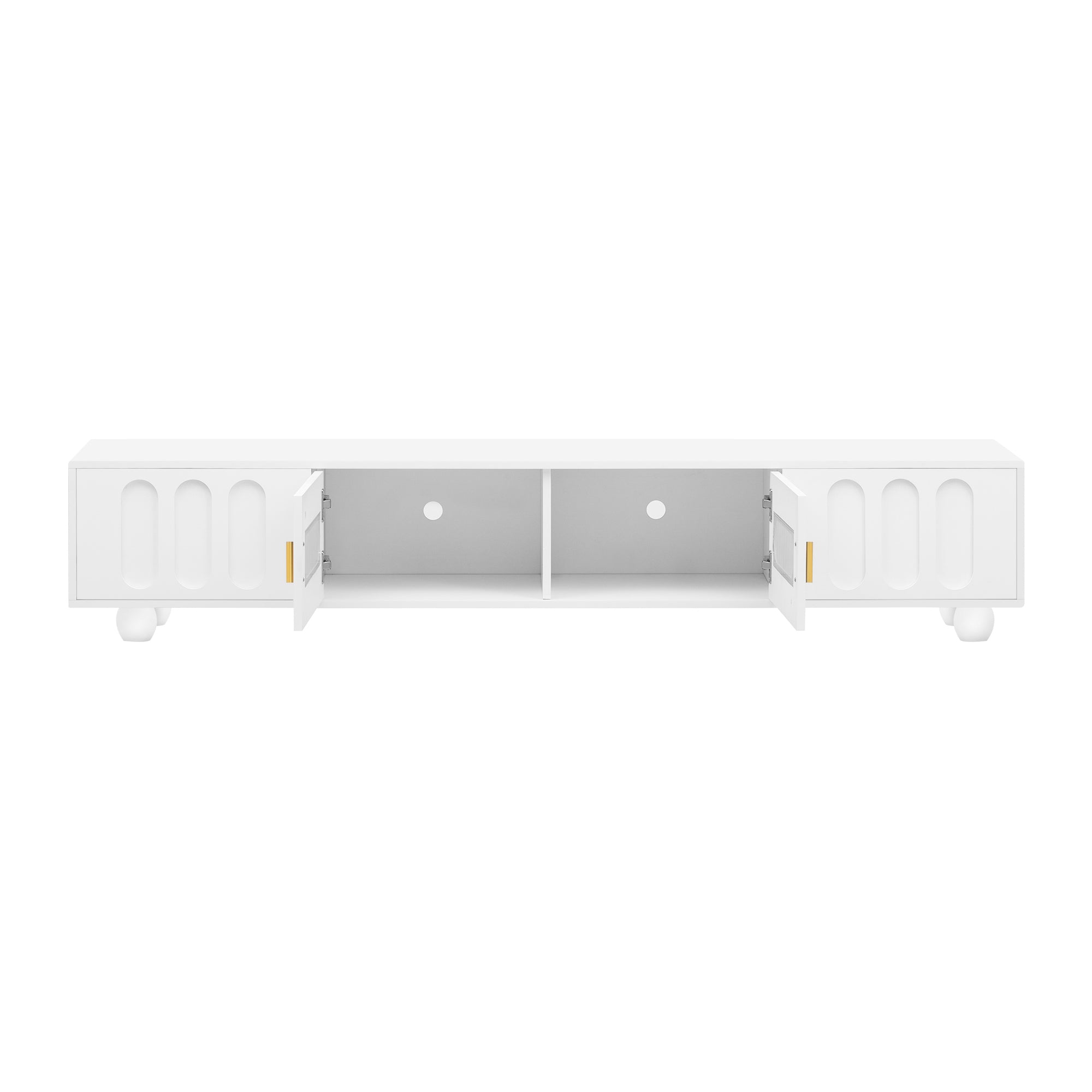 U-Can Modern TV Stand for TVs up to 80 Inches, Entertainment Center with Glass Door, TV Storage Cabinet with Solid Wood Legs and Metal Handles for Living room(OLD SKU:WF323694AAK )
