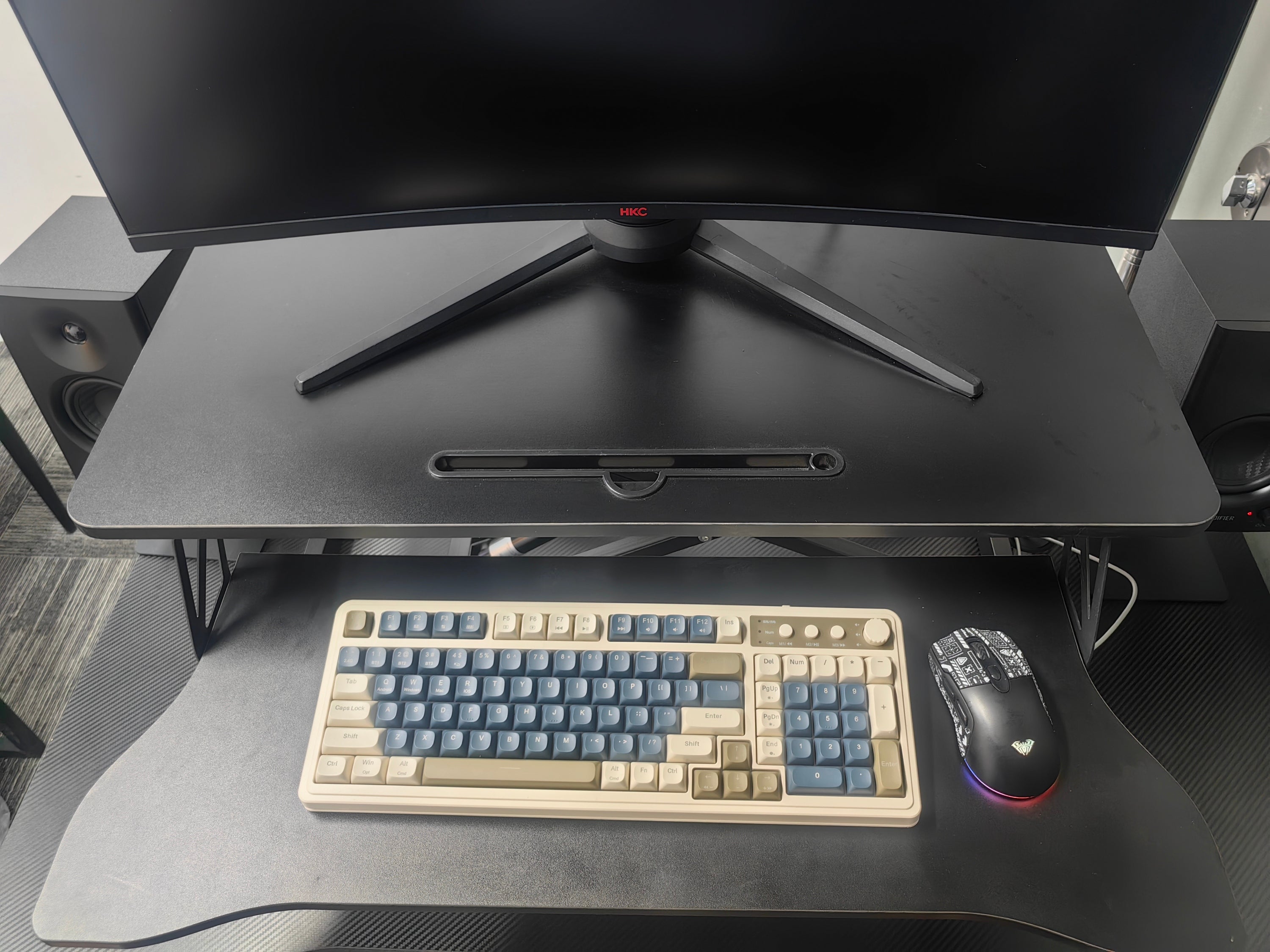 32 Inch Desk Converter, Height Adjustable Sit to Stand Riser, Dual Monitor and Laptop Workstation with Wide Keyboard Tray (BLACK) BACK-TO-SCHOOL