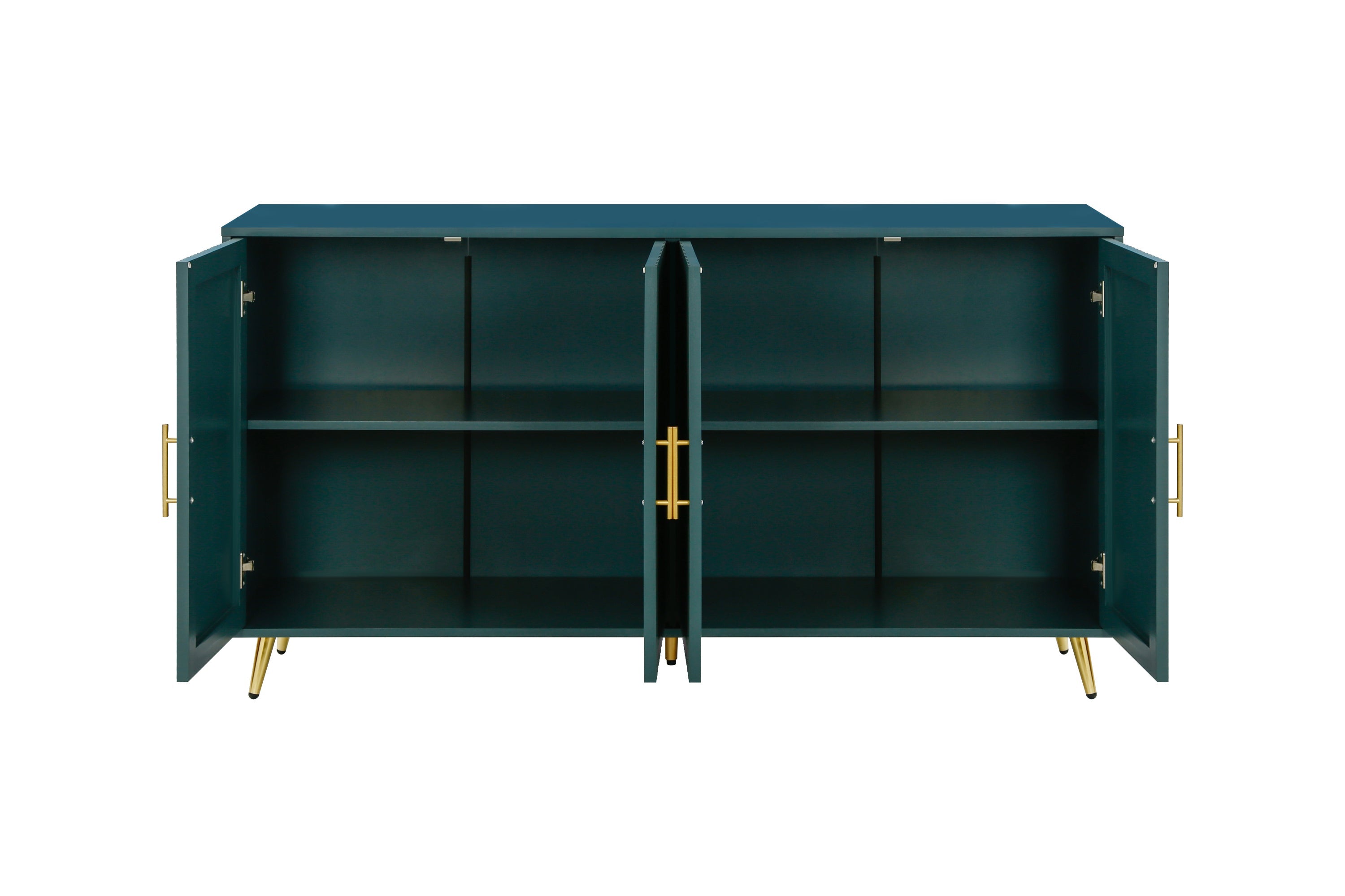 Wood TV Stand with Storage Cabinet & Adjustable Shelves, Media TV Console for Living Room Bedroom(Navy Blue)