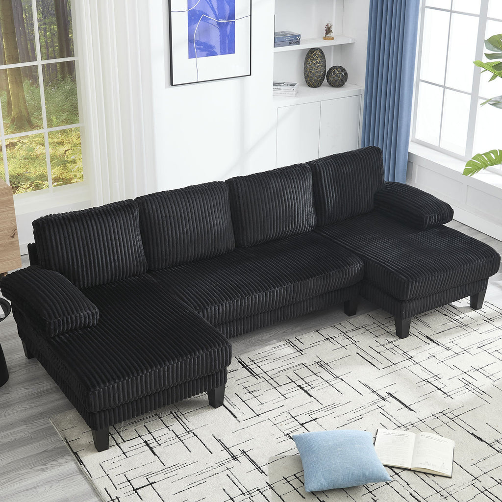 [VIDEO provided][New]U-Shaped Couch with Oversized Seat,4-Seat Sofa  with Double Chaise,Comfortable and spacious indoor furniture for Living Room,Apartment