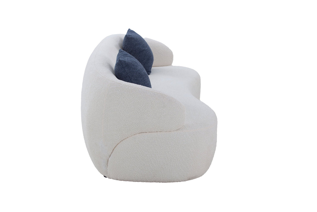 Mid Century Modern Curved Sofa, 3 Seat Cloud couch Boucle sofa Fabric Couch for Living Room, Bedroom, Office Beige