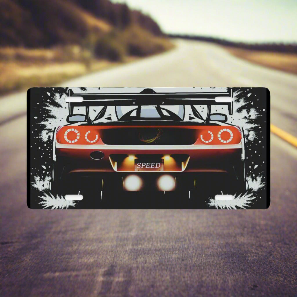 Speeding Race Car Tail Lights License Plate Auto Accessory