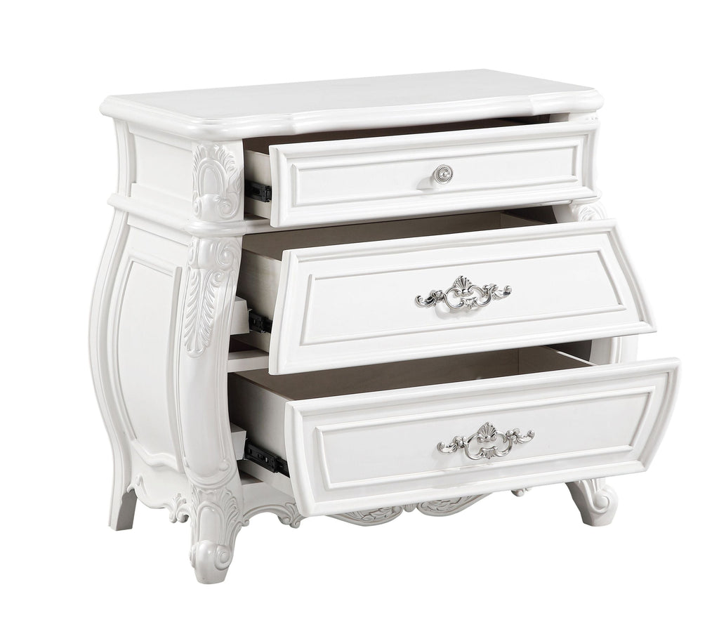 Opulence Modern Style 5 Pc Queen Bedroom Set Made with Wood in Pearl White