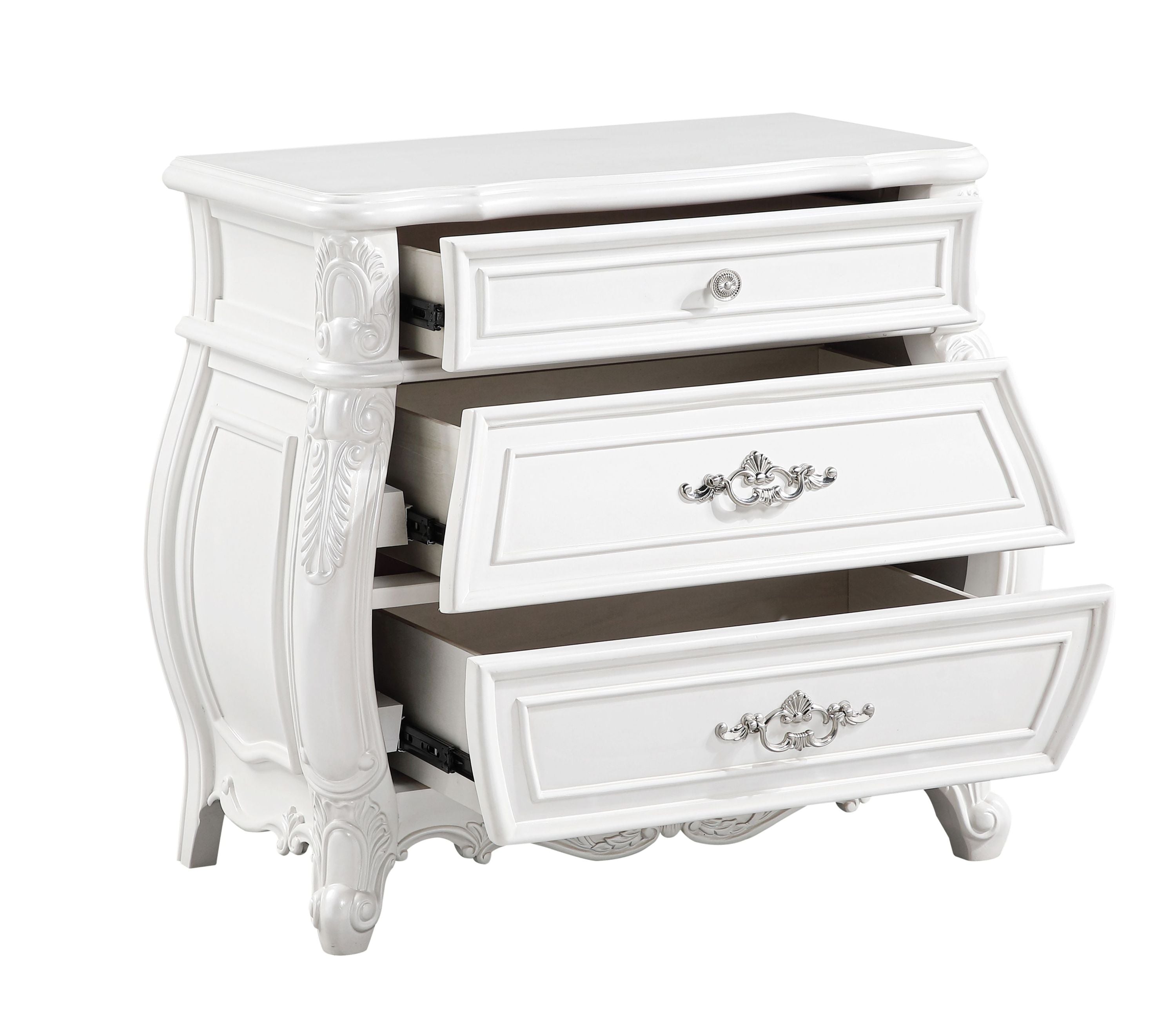 Opulence Modern Style 5 Pc Queen Bedroom Set Made with Wood in Pearl White