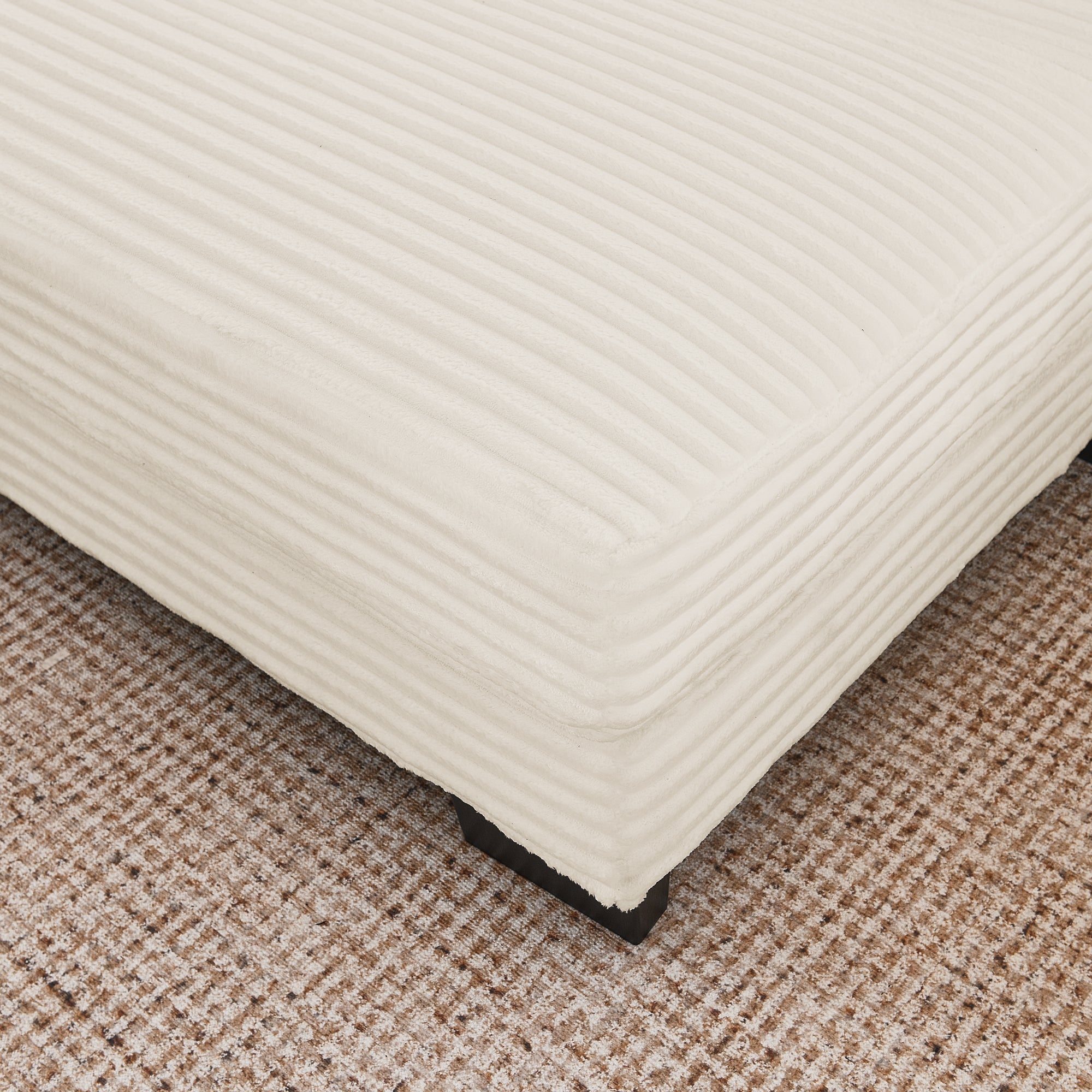 Corduroy Tufted Upholstered Sleeper Sectional Sofa, L-Shaped Modular Convertible Sofa , Can freely change the position of the footrests-Beige(Assembly is required)