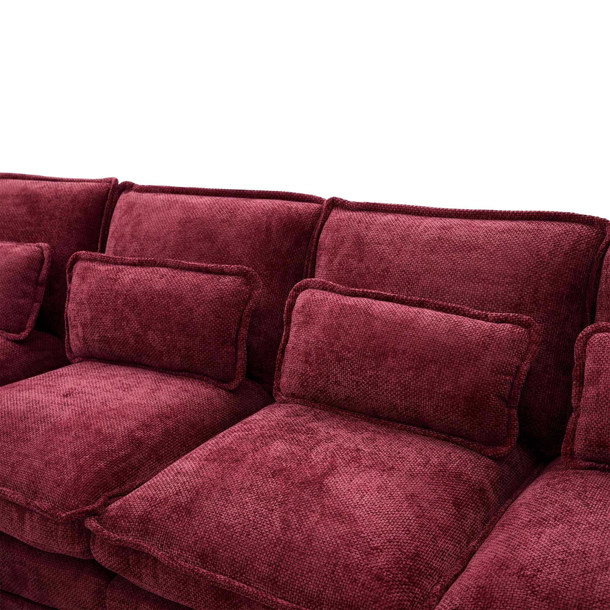 UNITED WE WIN 106' U Shape Sectional Sofa Cloud Couch for Living Room, Upholstery Comfy Modular Sofas, 4 Seat Chenille U-Shaped Sleeper Sofa with Chaise Lounge, Ottoman & Pillows