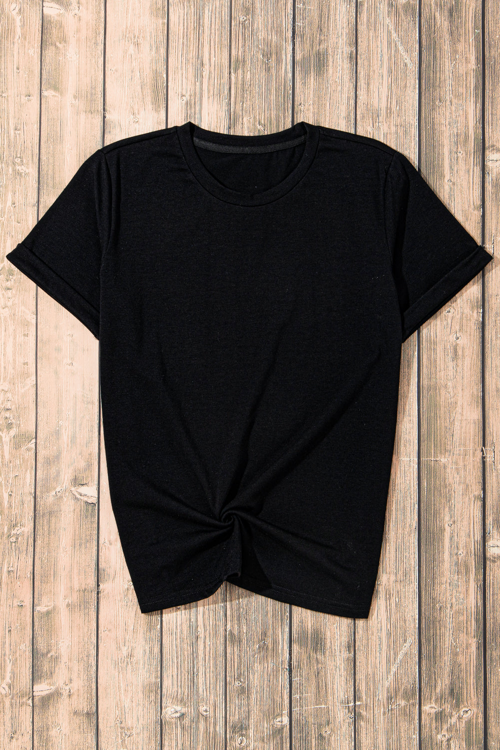 Solid Short Sleeve Crew Neck Tee