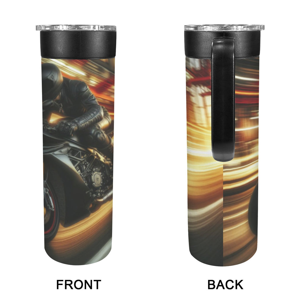 Speeding Motorcycle 20oz Insulated Water Bottle with Screw On Handle