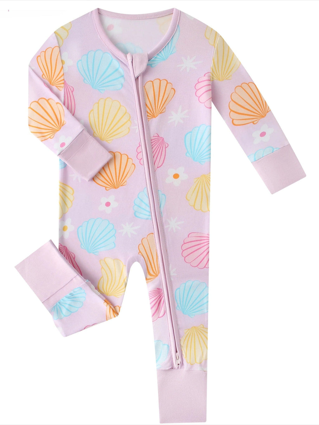 Posh TOT Pastel Seashell Bamboo Baby Convertible Zippy Romper  CINCO DE MAYO PROMO - FINAL SALE