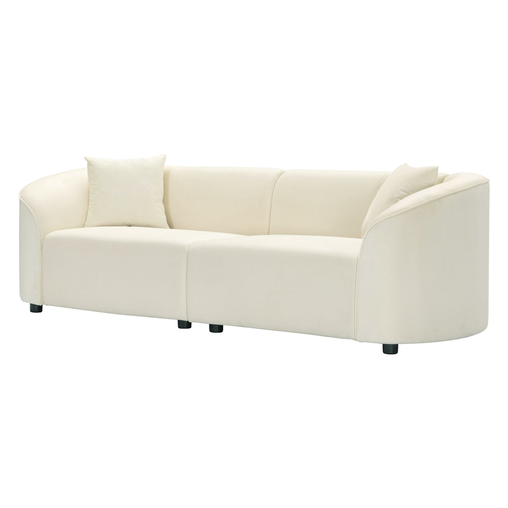 87' Curved Contemporary Sofa in Off-White: Plush Seating, Streamlined Design, and Durable Frame – Ideal for Stylish Living Spaces