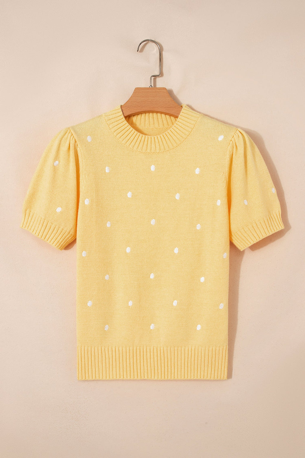 Polka Dot Bubble Short Sleeve Sweater