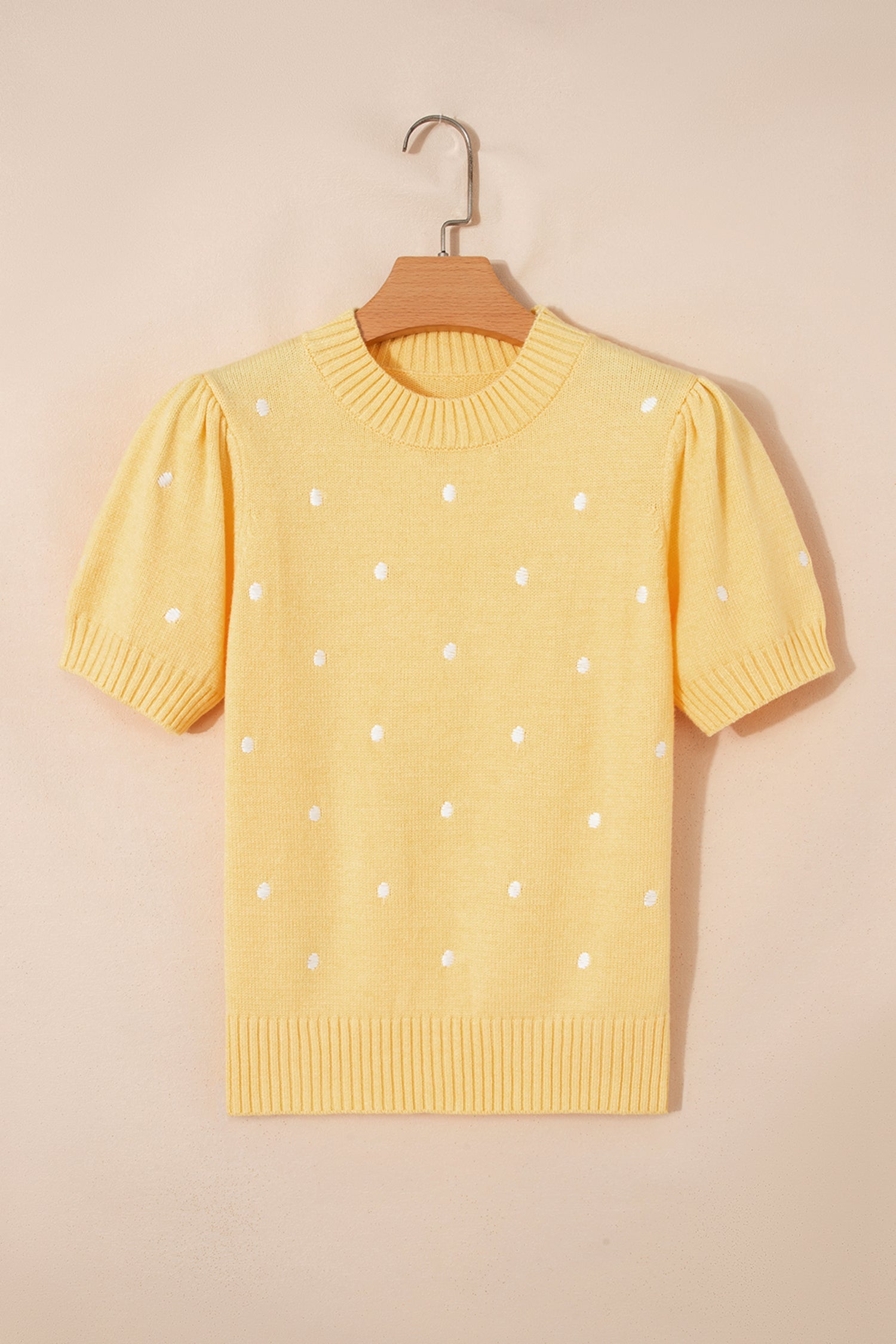 Polka Dot Bubble Short Sleeve Sweater
