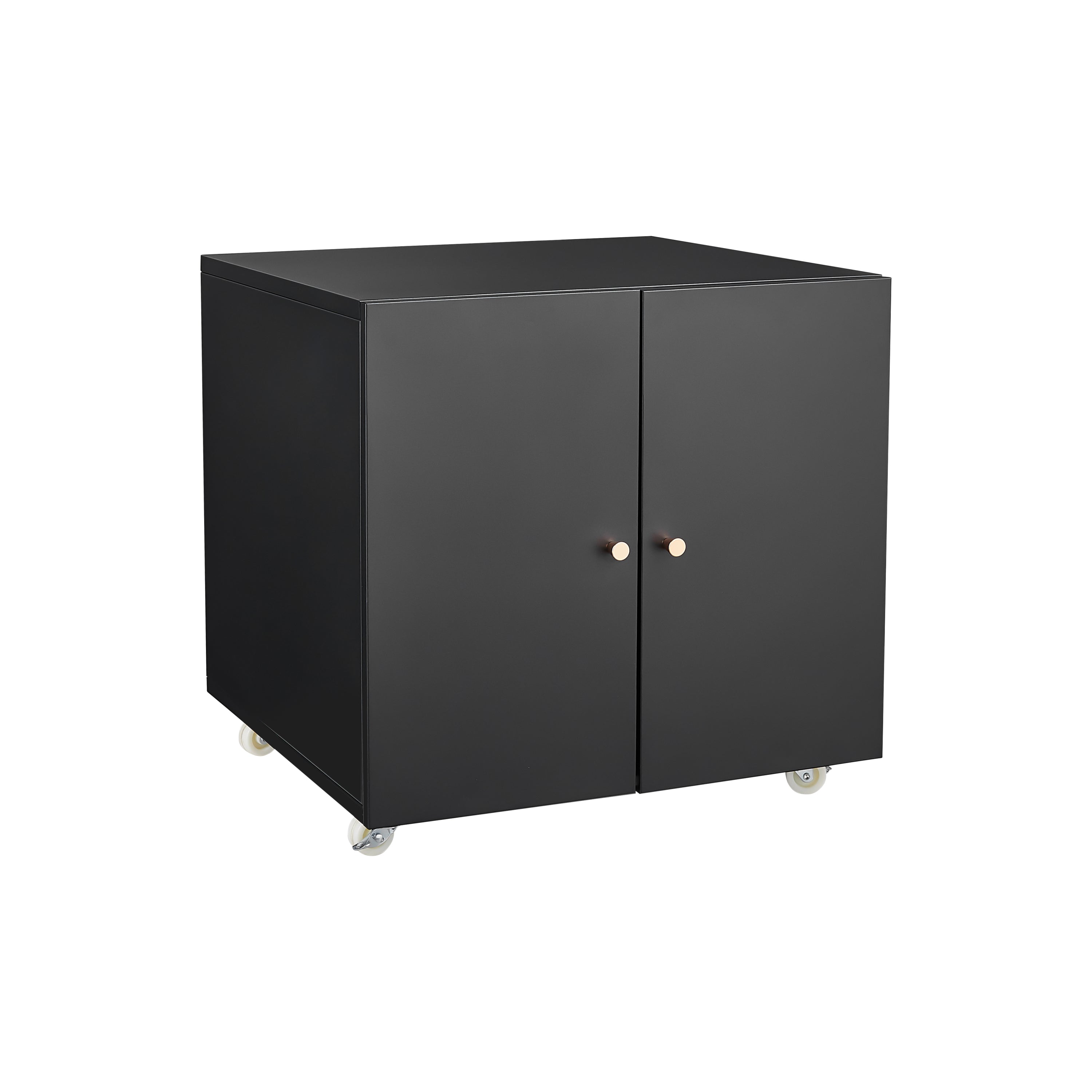 Modern Office Copier Cabinet Black 2 Door Steel Mobile Pedestal File Printer Stand