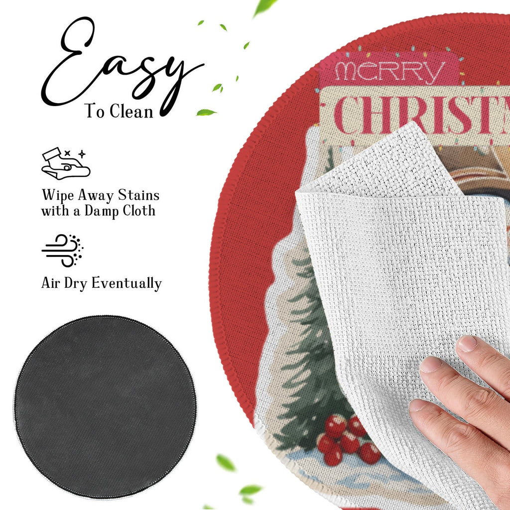 Merry Christmas Snowman Custom Round Placemat - 4 pack (Made in USA)