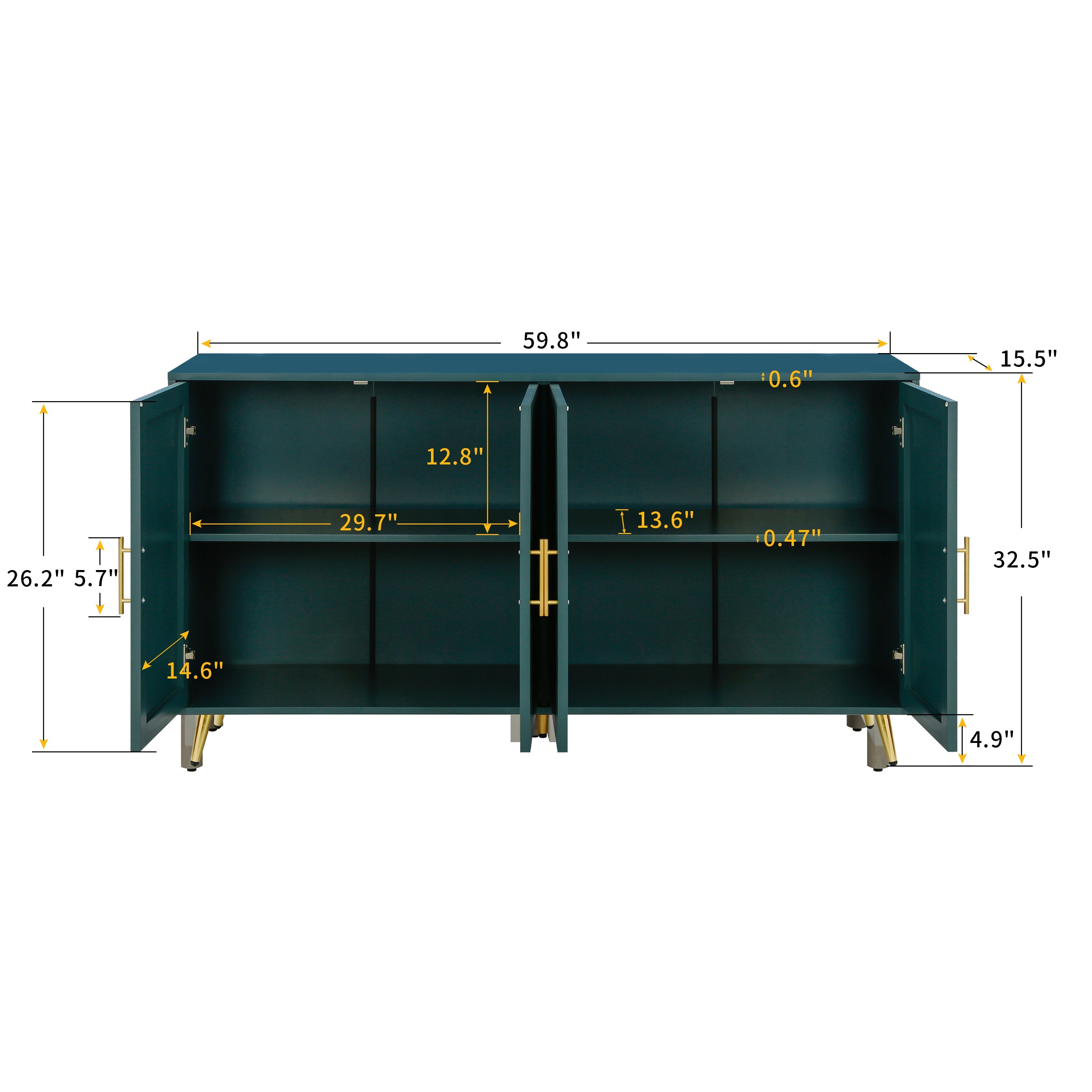 Wood TV Stand with Storage Cabinet & Adjustable Shelves, Media TV Console for Living Room Bedroom(Navy Blue)