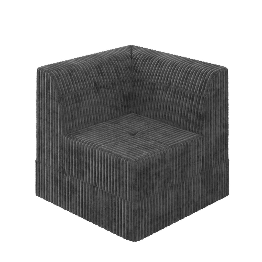 U shape Modular Sectional Sofa, Compressed Sectional Sofa Modern Minimalist Style Corduroy Couch, Sleeper Sofa for Living Room, Bedroom, Comfy Compressed Sofa Couch Space-Efficient Design-GREY
