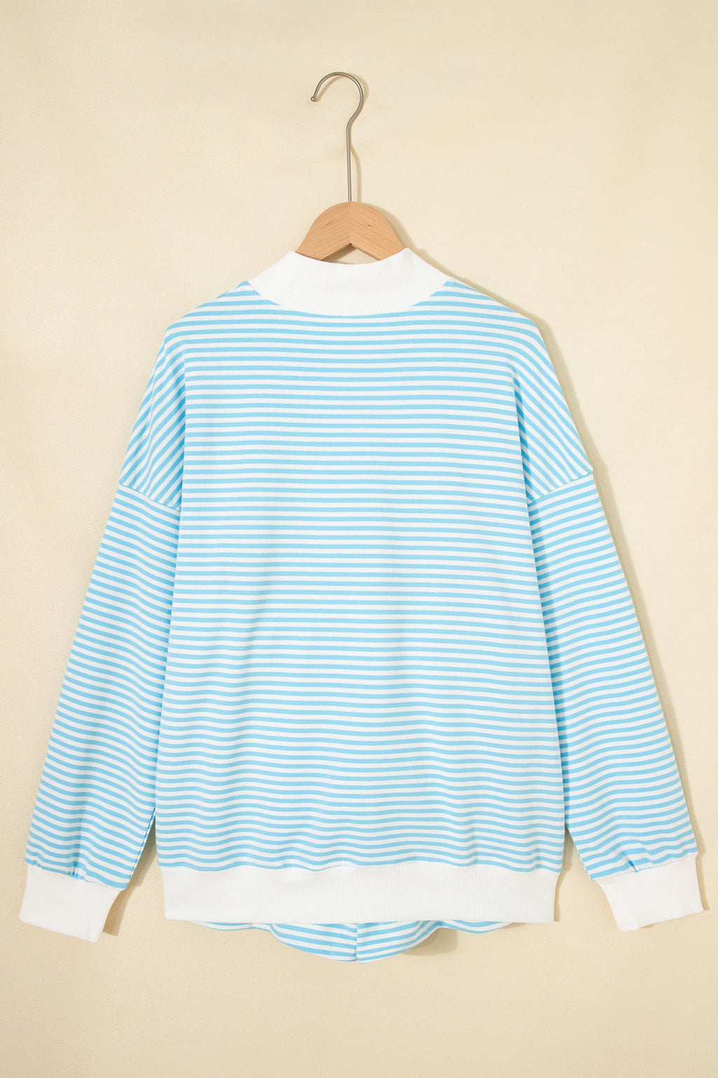 Stripe Oversized Mock Neck Sweatshirt & Shorts Set