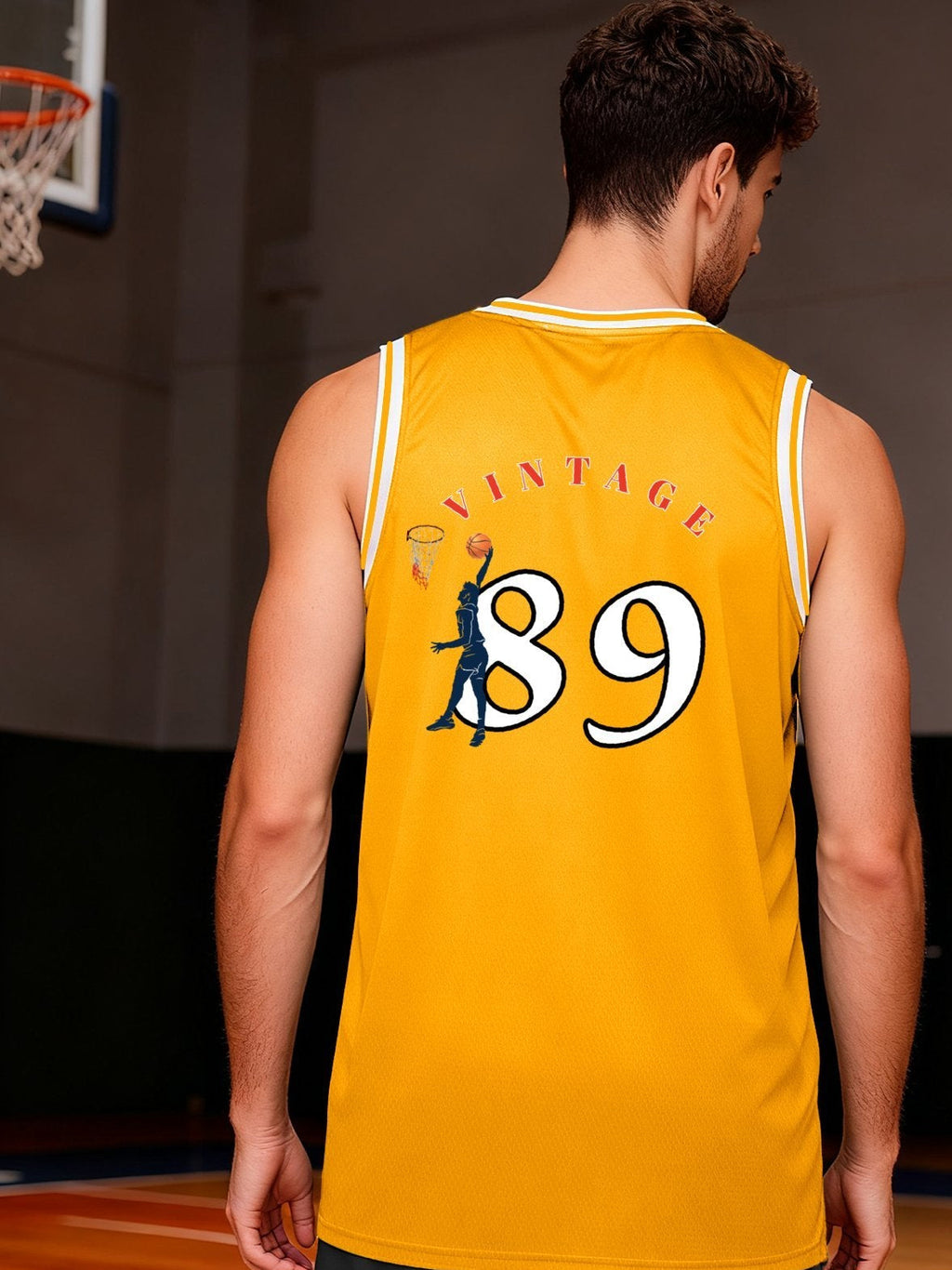 Vintage 89 Adult Yellow Basketball Jersey | Ships From USA