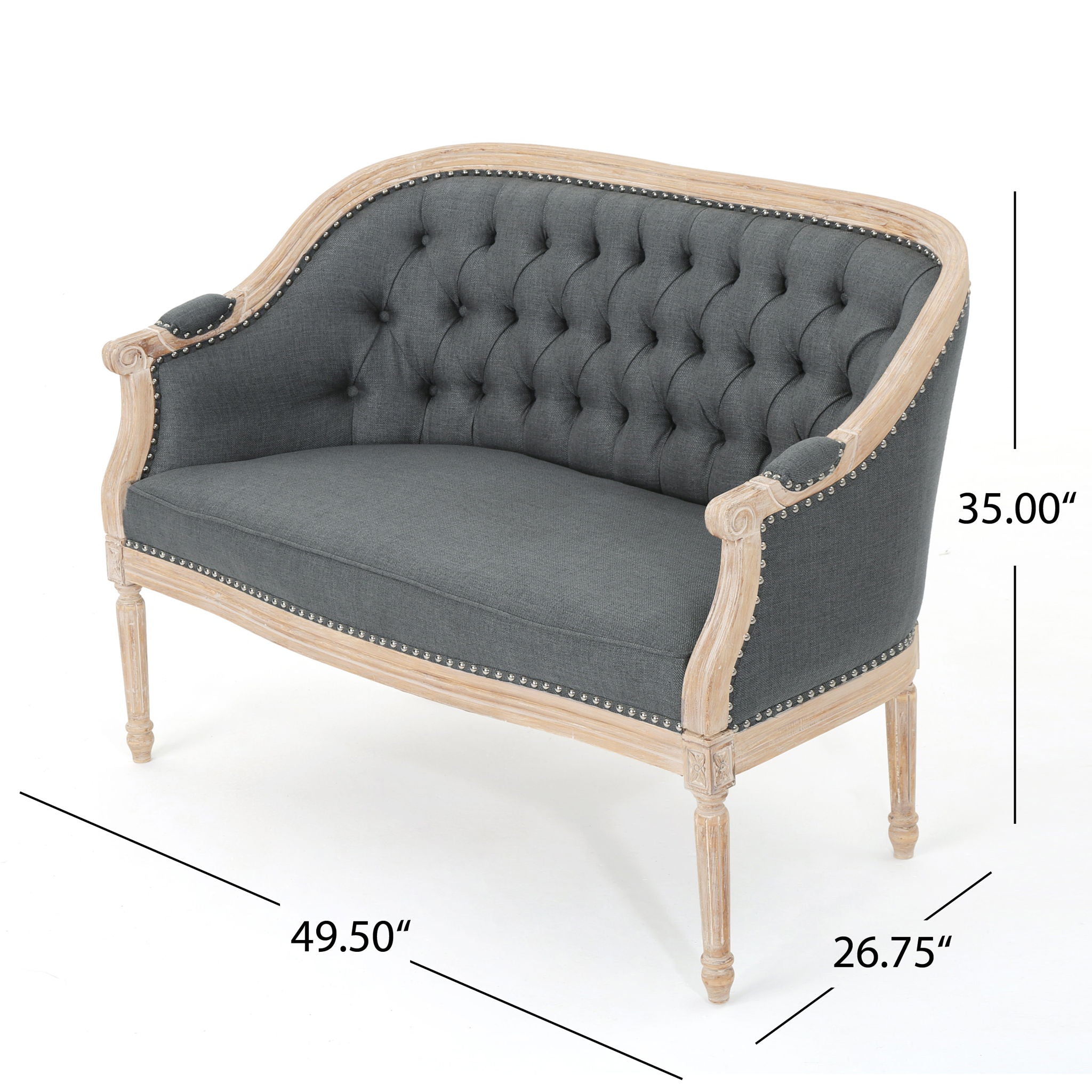 French Country Chesterfield Style Tufted Loveseat