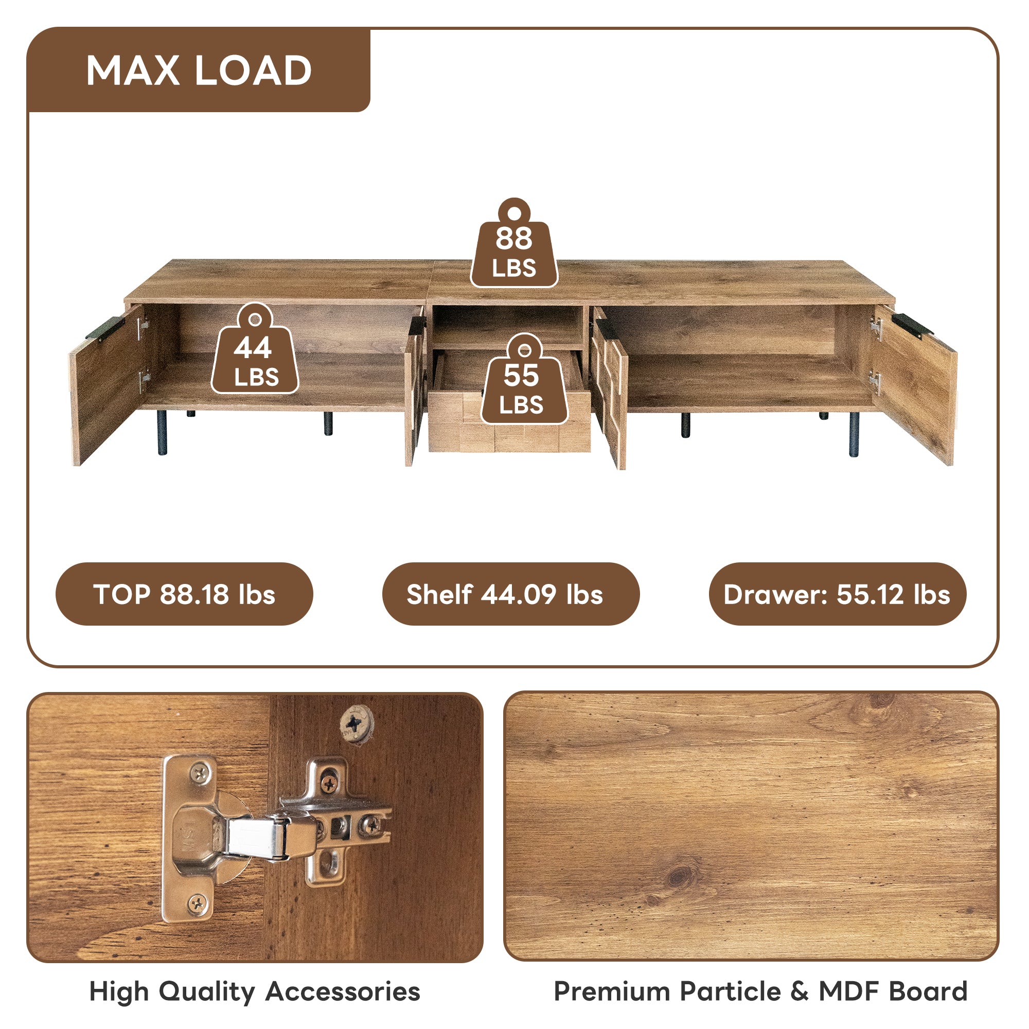 78' TV Stand for 85 75 65 Inch TV, TV Consoles for Living Room, Entertainment Center Wood TV Media with Storage