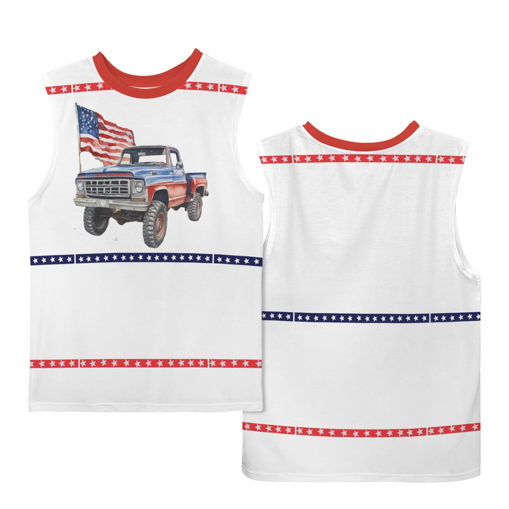 US Flag Pickup Truck Sleeveless Shirt