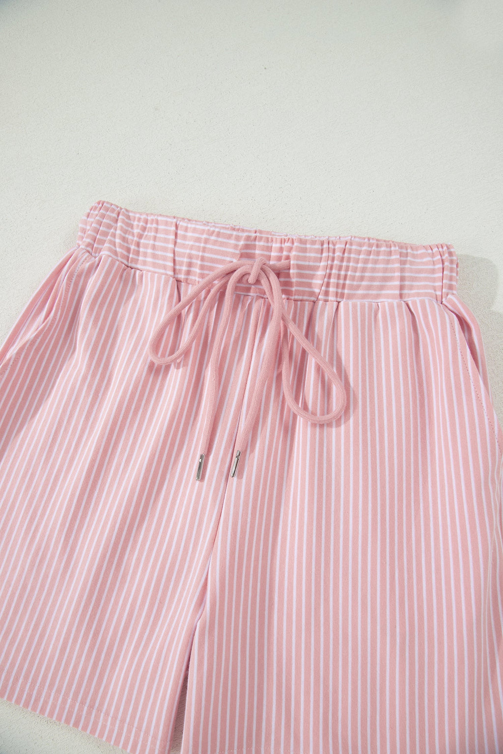 Stripe Dolman Sleeve Polo Shirt & Drawstring Shorts Set