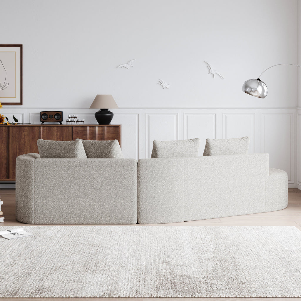 Modern Upholstered Oversized Sectional Sofa, 112-Inch Chenille 4-Seater Extra Deep & Wide Seat Curved Cloud Couch with 4 Throw Pillows, Free Combination Sofa Couch for Living Room,Bedroom