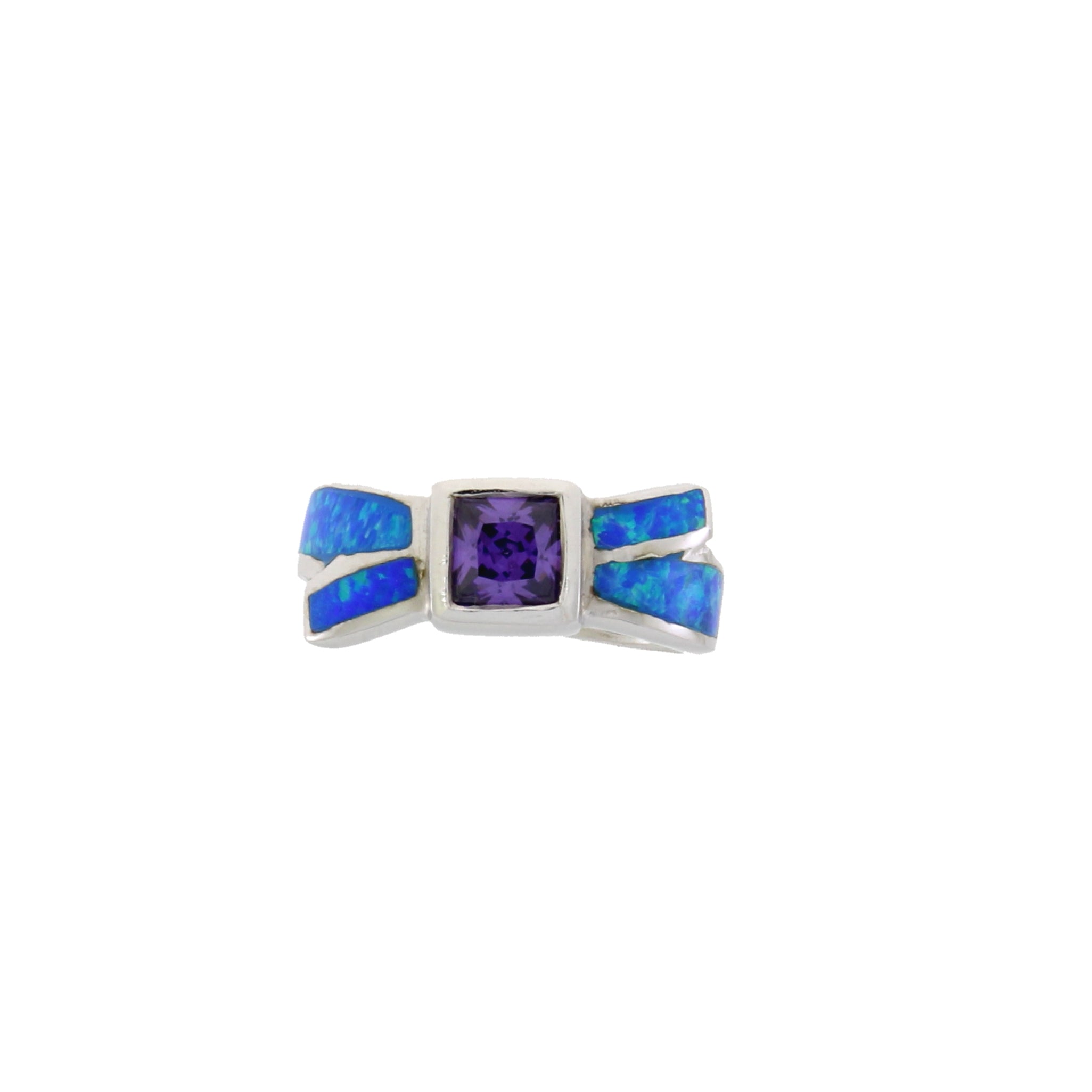 Genuine Created Opal Ring Sterling Silver