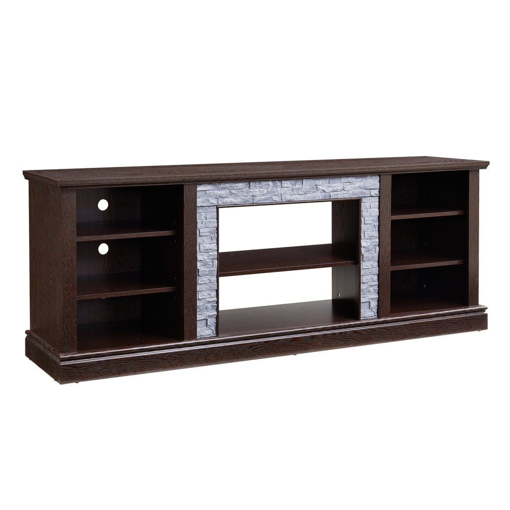 Large Faux Stacked Stone TV Stnad, Desk Storage Rack, Media Console Table with Large Storage Cabinet,Modern TV Media Entertaionment Stand,Cherry, 70.12'W*15.35'D*25.83'H