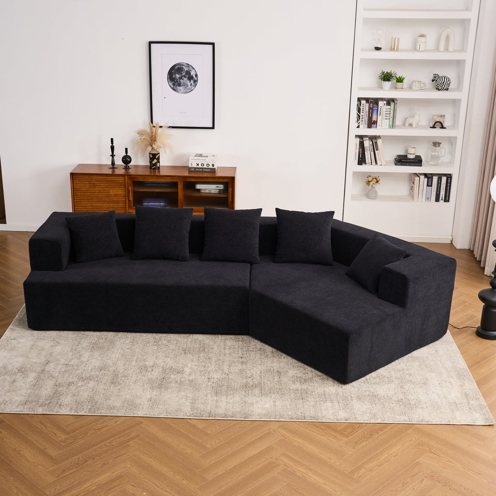 Memory Foam Couch, No Installation & Easy to Transport, Deep Seat Modern Sofa with Chenille Fabric, Couch for Living Room, Bedroom, Apartment, Home Office