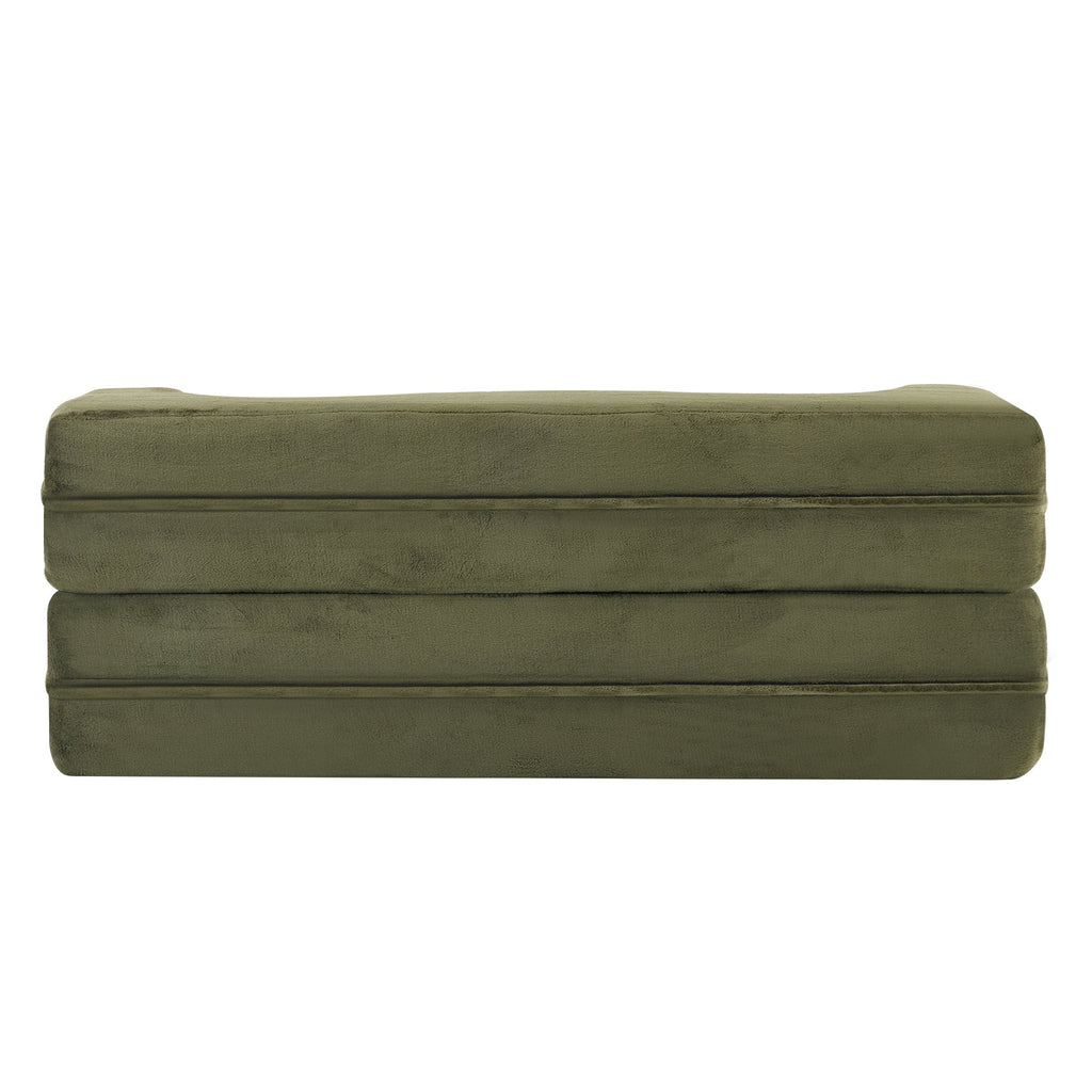 71-inch folding sofa bed, plush futon sofa bed, high-density foam convertible sofa bed, folding floor sofa bed for living room, guest room, bedroom, green