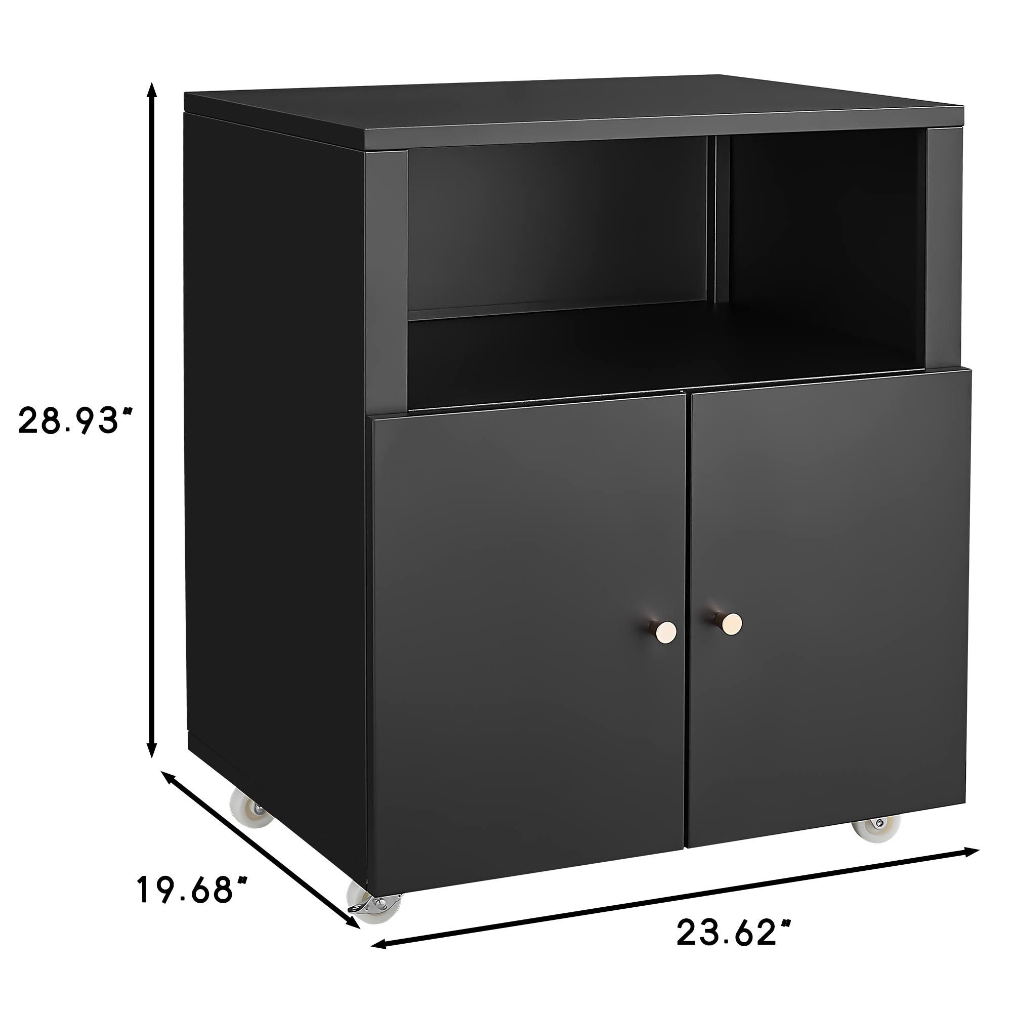 Home Office Printer Stand with Wheels, Printer Tables with File door  Mobile Lateral Filing Cabinet with Open Storage Shelf for Letter/Legal/A4 Size Files,