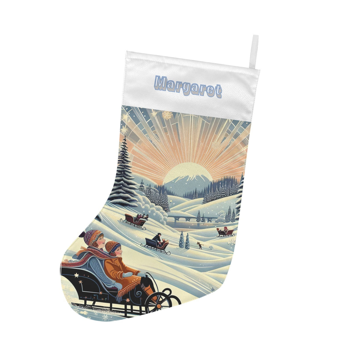 Personalizable Winter Sledding Adventures Christmas Stocking (Made in USA)
