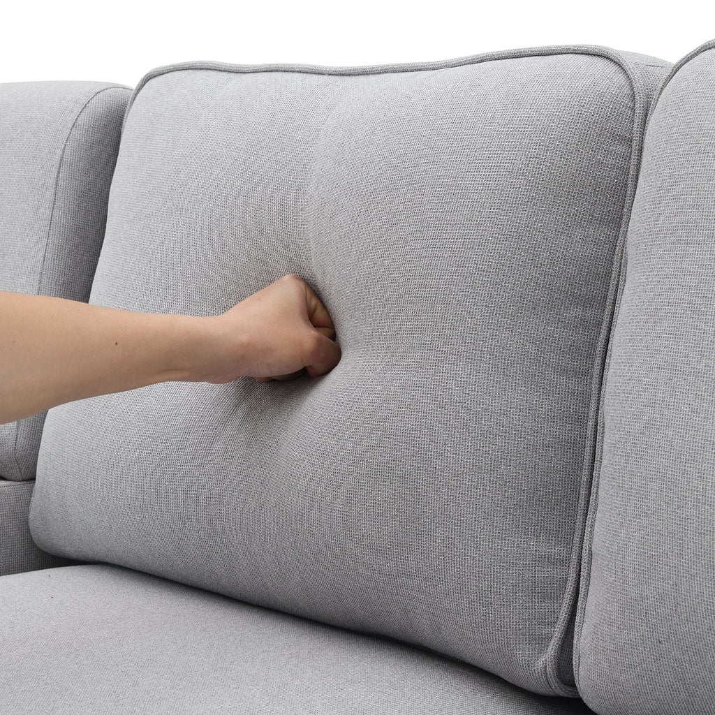 [VIDEO provided] [New] 104' 4-Seater Modern Linen Fabric Sofa with Armrest Pockets and 4 Pillows,Minimalist Style Couch for Living Room, Apartment, Office,3 Colors
