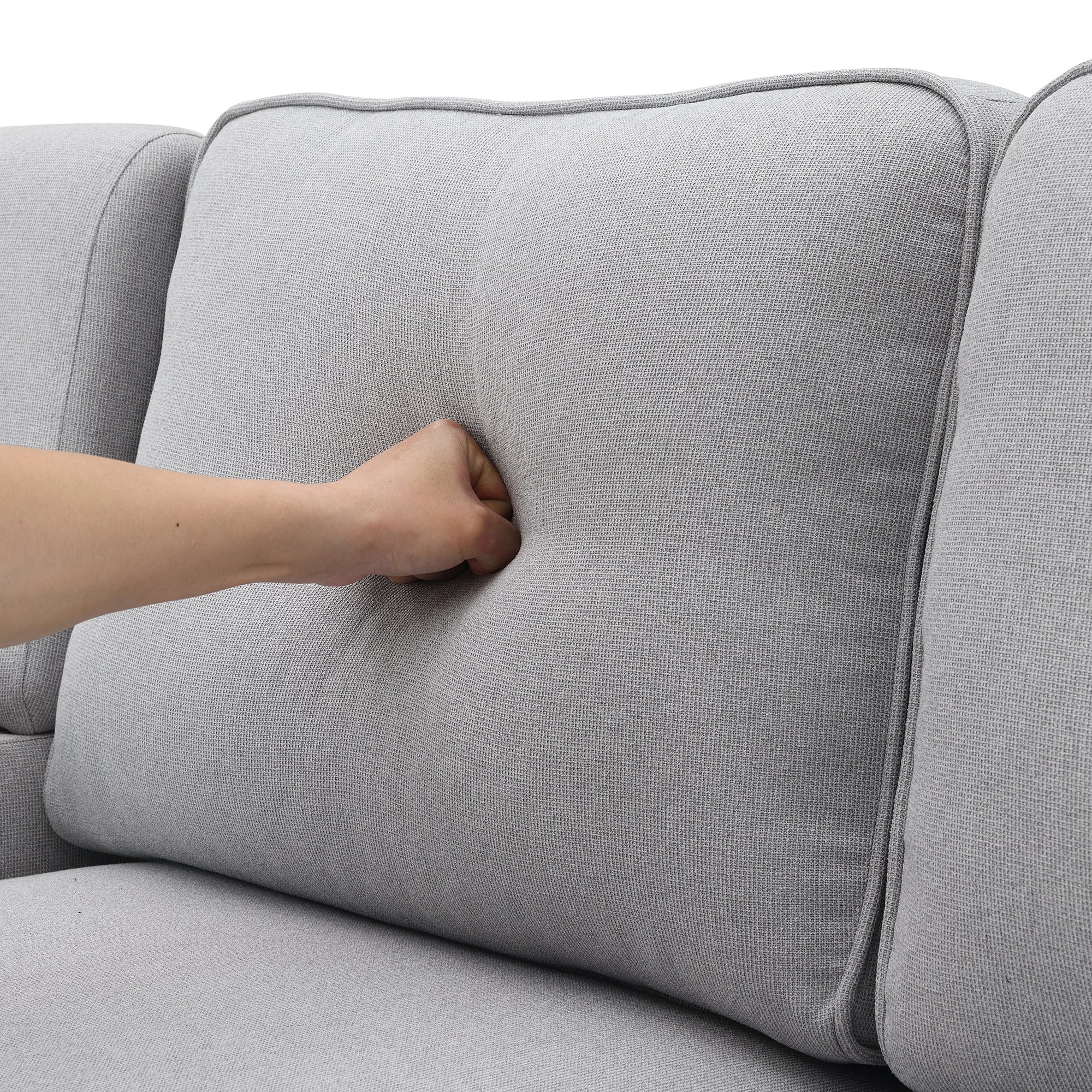 [VIDEO provided] [New] 104' 4-Seater Modern Linen Fabric Sofa with Armrest Pockets and 4 Pillows,Minimalist Style Couch for Living Room, Apartment, Office,3 Colors