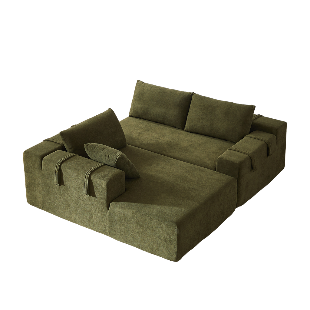 Modern Chenille Upholstered Sectional Sofa Couch Set,Modular 108' L Shaped Sectional Living Room Sofa Set With 6 Pillows,Free Combination Sofa Couch for Living Room,Bedroom(Left Chaise)
