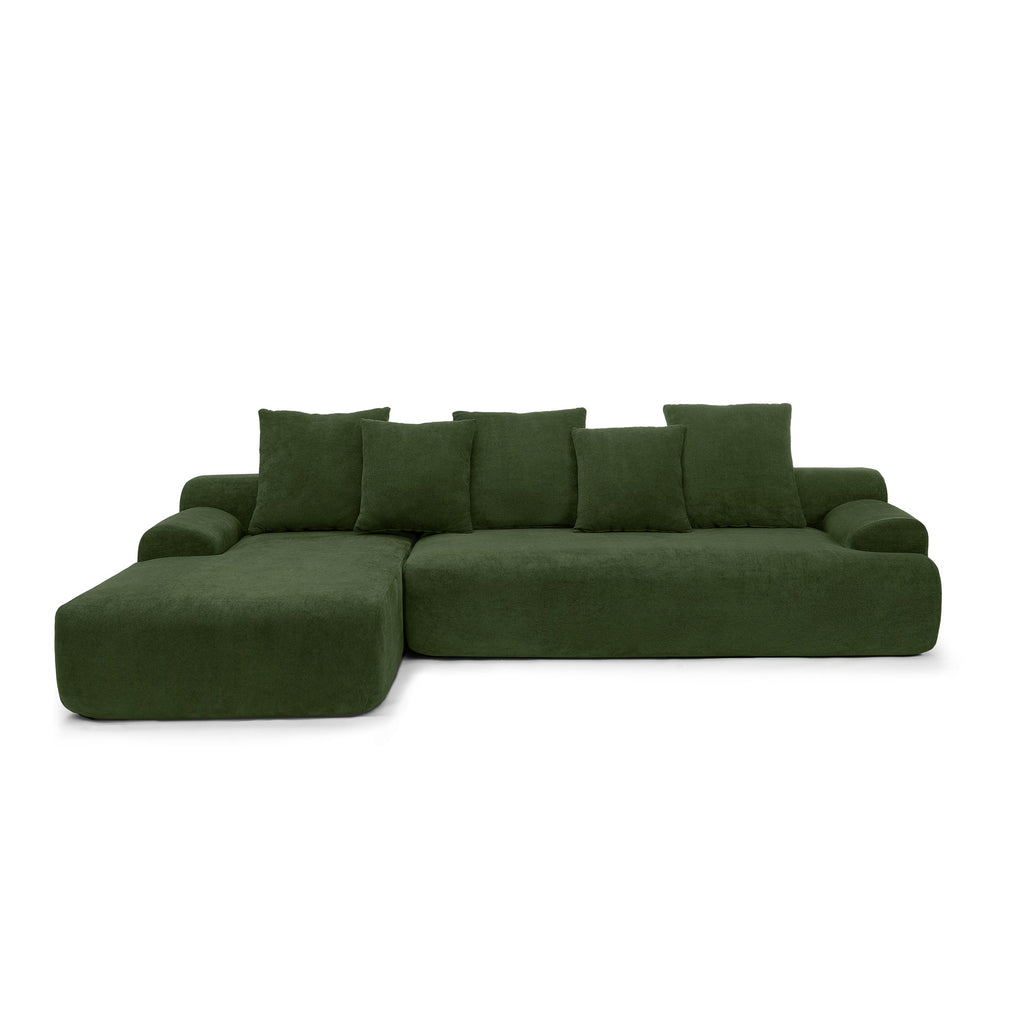 110.25x67'' Modern Upholstered L-Shape Sectional Sofa Couch, Modular Compressed Sofa with Free Combination for Living Room Bedroom, Melange Velvet, Green