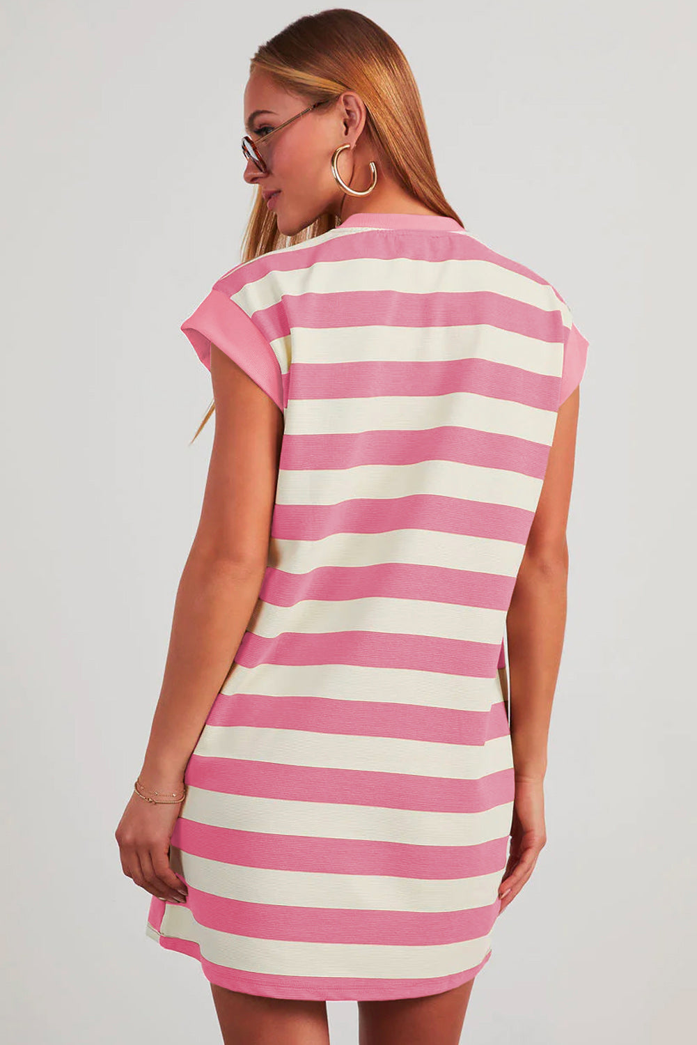Stripe Cap Sleeve T-Shirt Dress