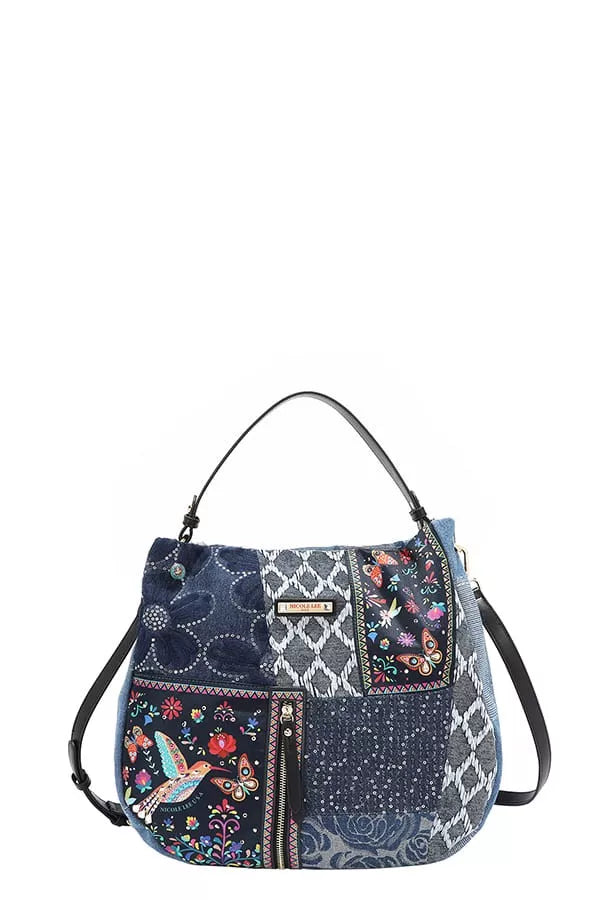 Nicole Lee Bosque De Amor Denim Hobo Bag Slouchy Chic