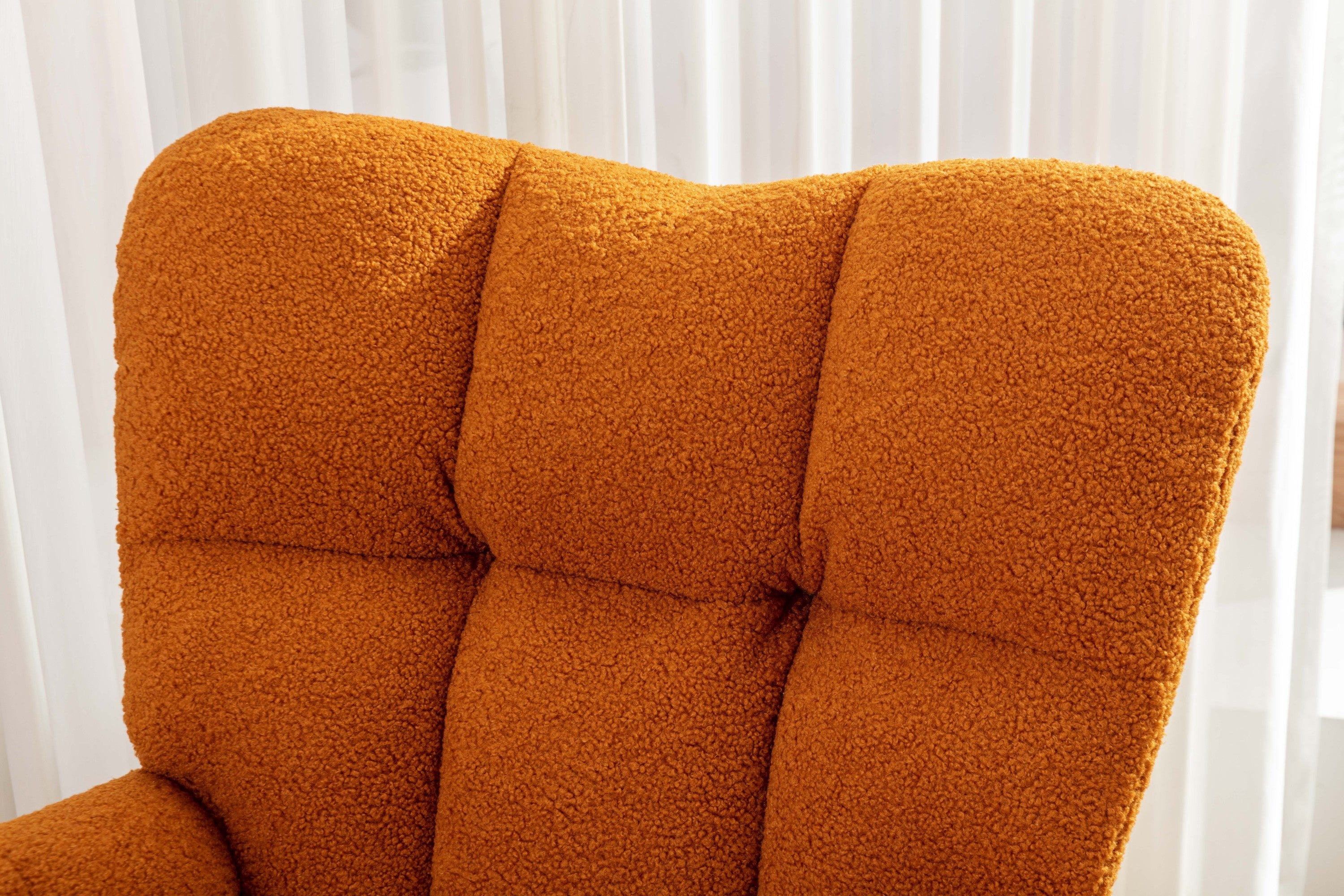 050-Teddy Fabric Rocking Gilder Nursery Chair For Living Room Indoor,Caramel