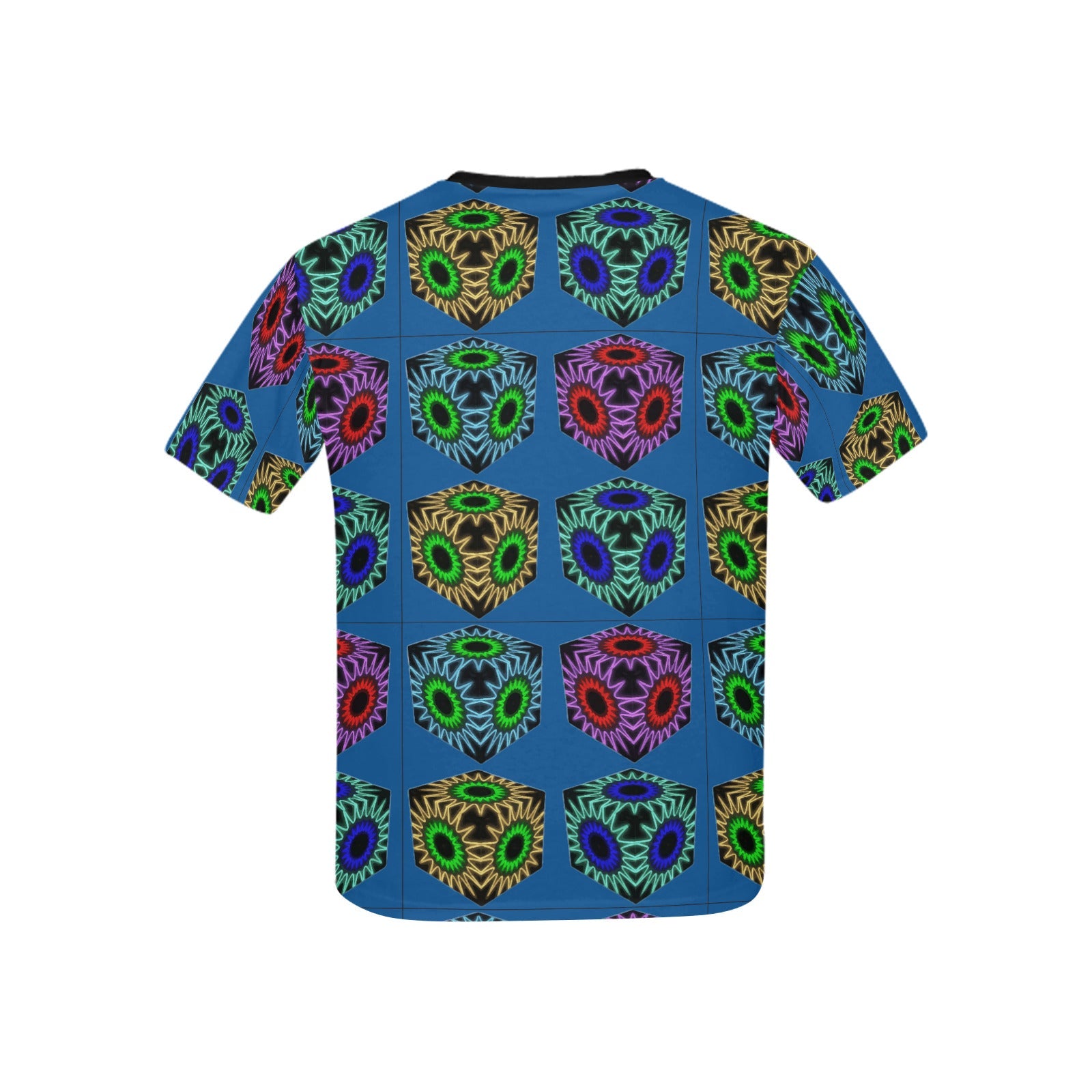 Child's Colorful Cubes Pattern Printed T-shirt (Made in USA)
