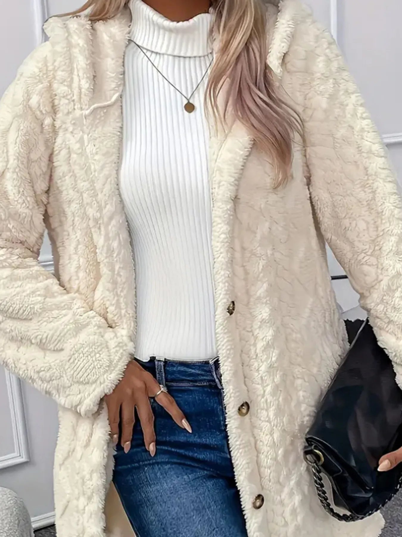 Luxurious Warm Thick Faux Fur Teddy Coat With Button Front For Women