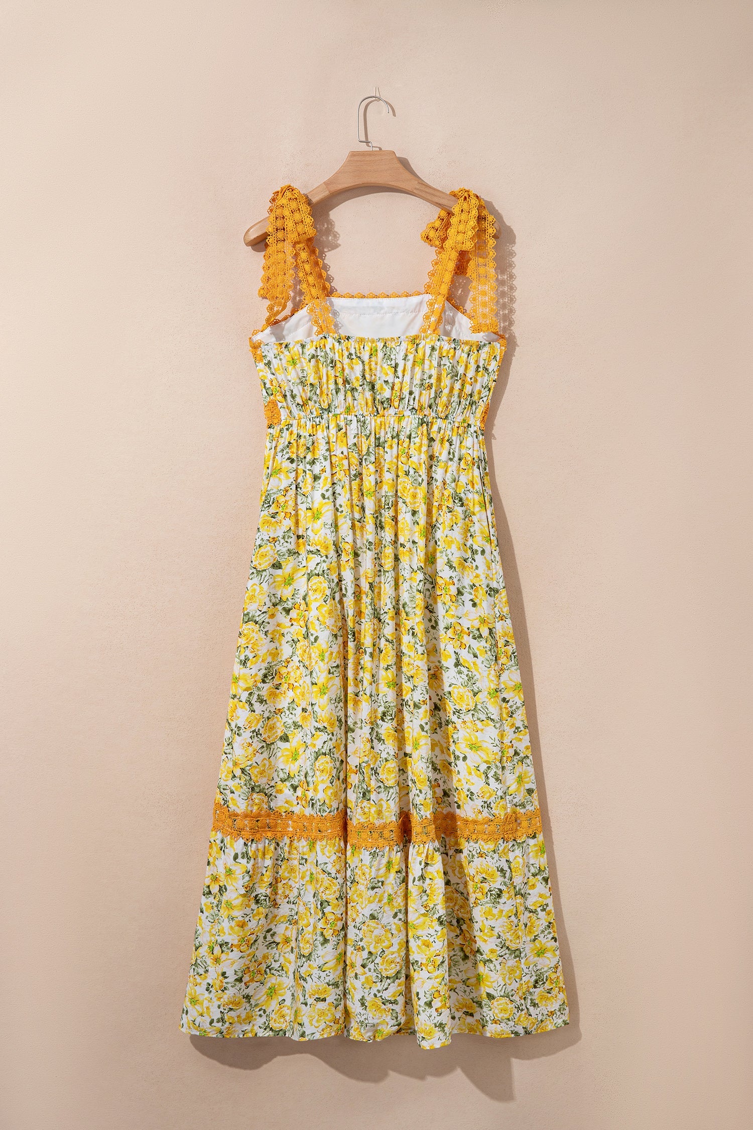 Floral Lace Tied-Strap Empire Waist Maxi Dress