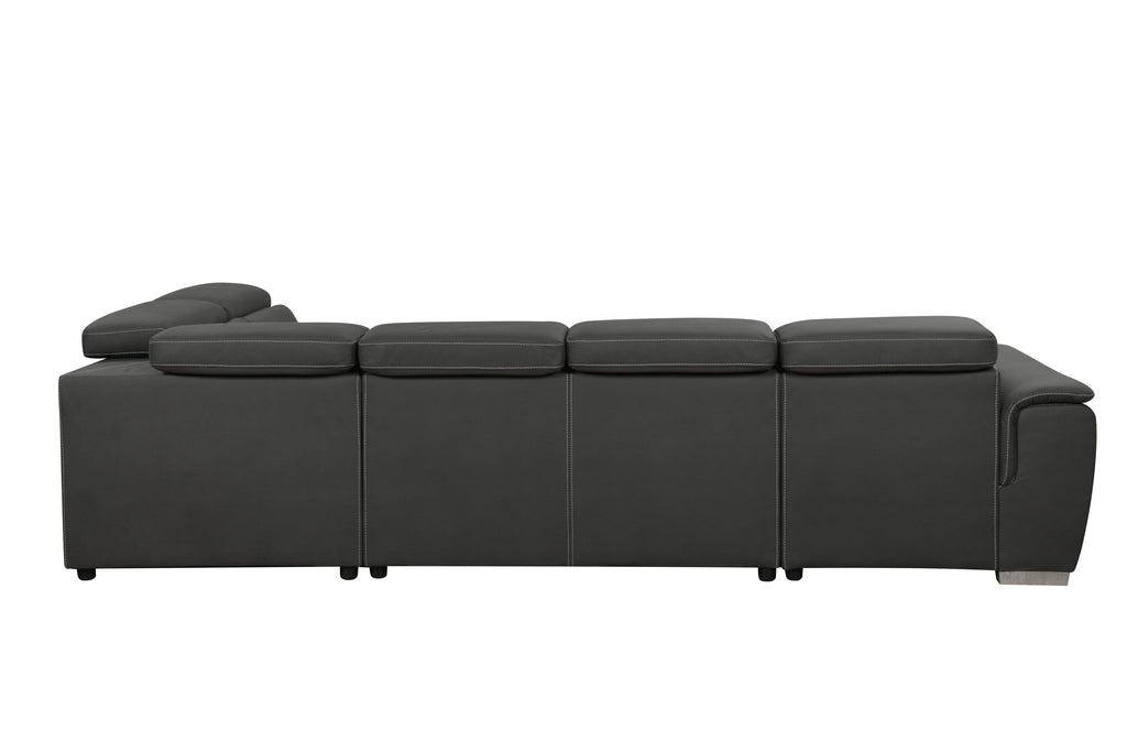 128'Sofa U Shaped Sectional Couch with Ottomans Reversible Modular Sofa 7 Seater Couch with Storage Seat,Living Room Furniture Sofa Sets with Adjustable Headrest, Grey