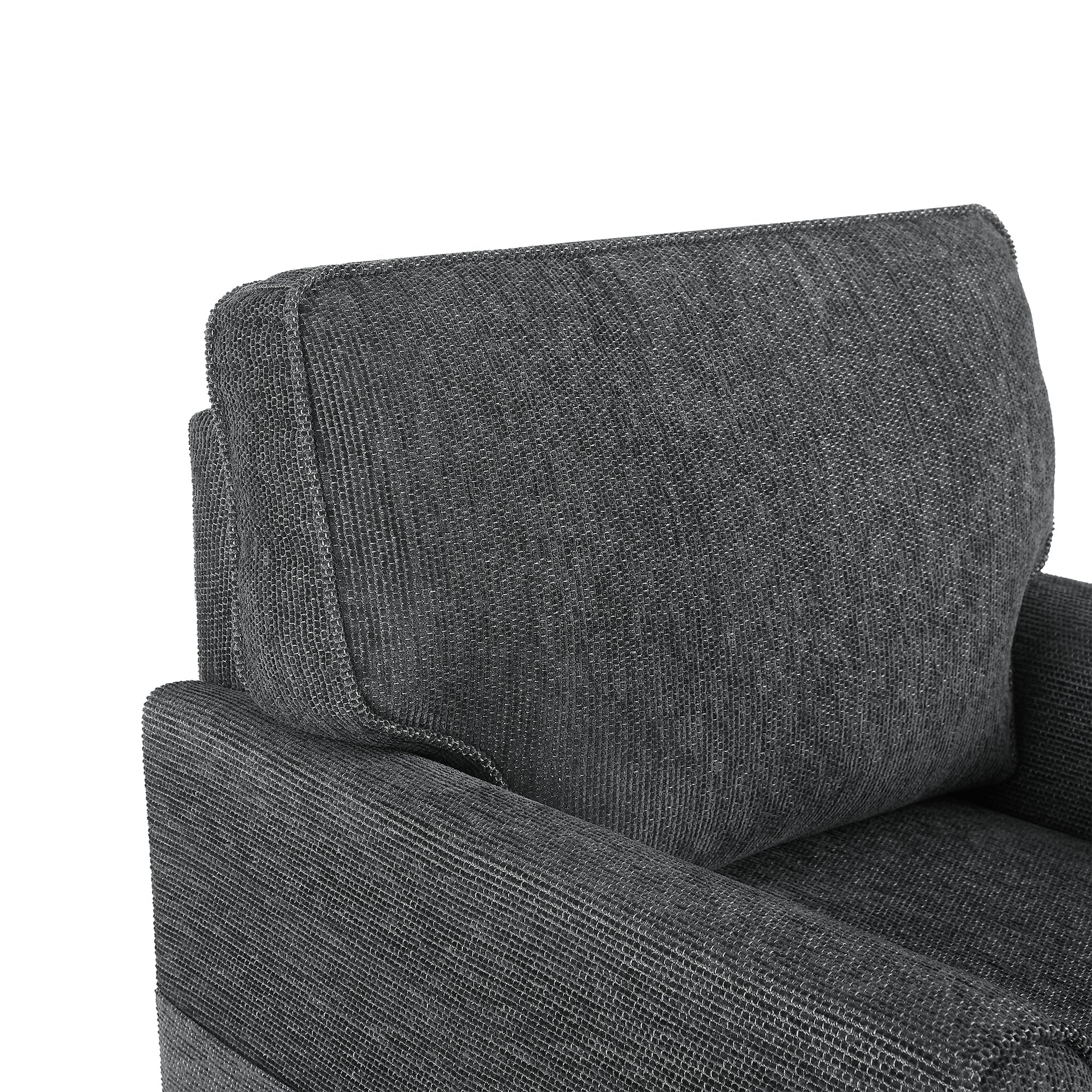 360° Swivel Chair Accent Barrel Armchair with Side Pockets, Grey Chenille, Compact Design for Living Room, Bedroom, Office