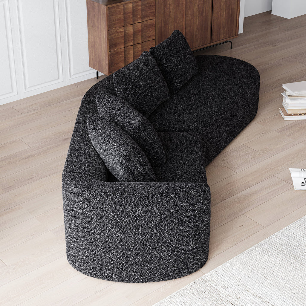 Modern Upholstered Oversized Sectional Sofa, 112-Inch Chenille 4-Seater Extra Deep & Wide Seat Curved Cloud Couch with 4 Throw Pillows, Free Combination Sofa Couch for Living Room,Bedroom