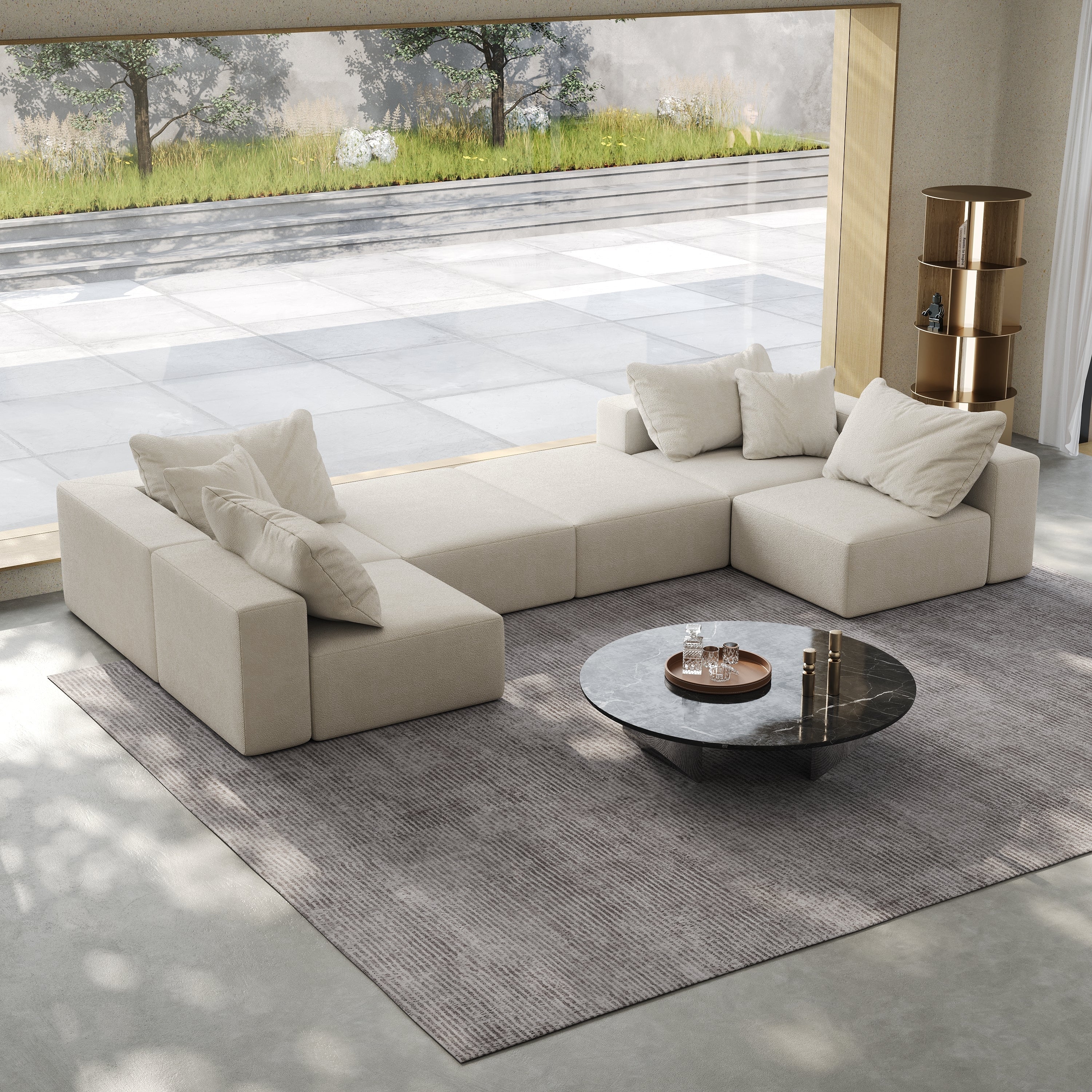 Oversized sponge cloud sofa,Modern Upholstered Sectional Sofa Couch Set,Modular 162' L Shaped Sectional Living Room Sofa Set With 6 Pillows,Free Combination Sofa Couch for Living Room,Bedroom