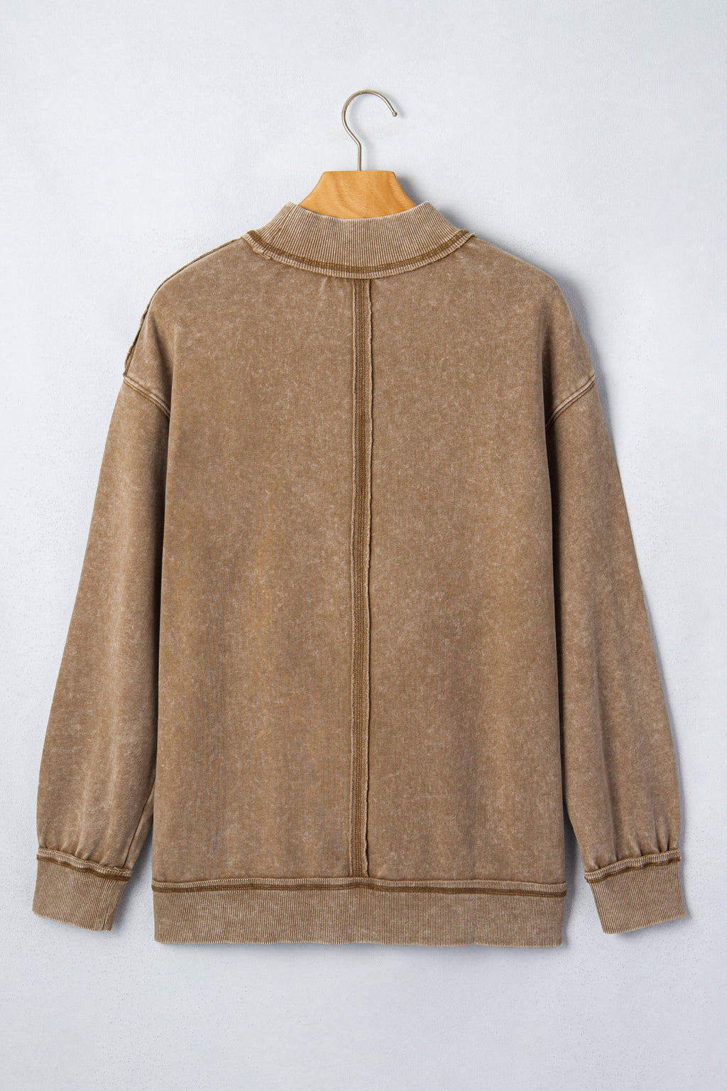 Mineral Wash Mock Neck Drop Shoulder Sweatshirt