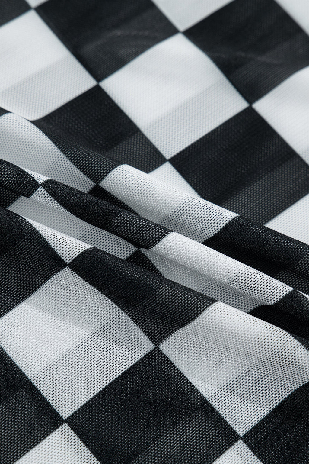 Checker Sheer Mesh Spaghetti Strap Tank Top