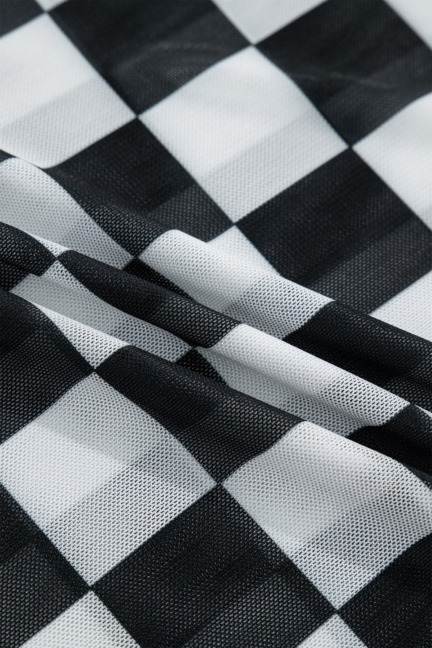 Checker Sheer Mesh Spaghetti Strap Tank Top